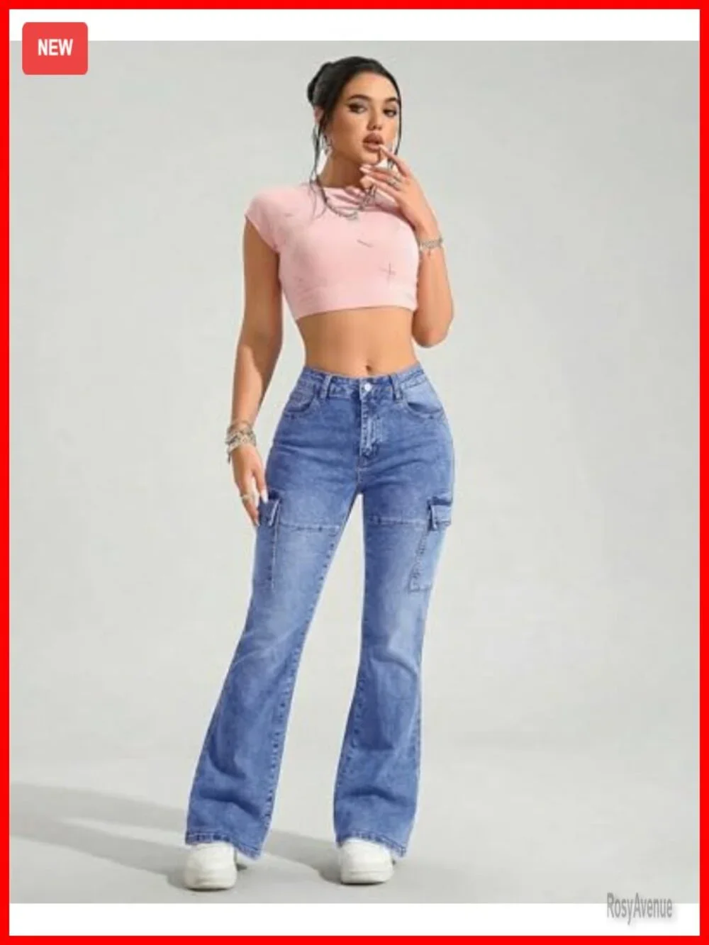 High Waisted Flare Jeans Stretchy Bell Bottom Denim Pants Y2K Streetwear